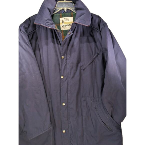 Towne by London Fog Men’s Chore Coat L – Navy, Plaid Lined, 90s Vintage Utility - Picture 9 of 10